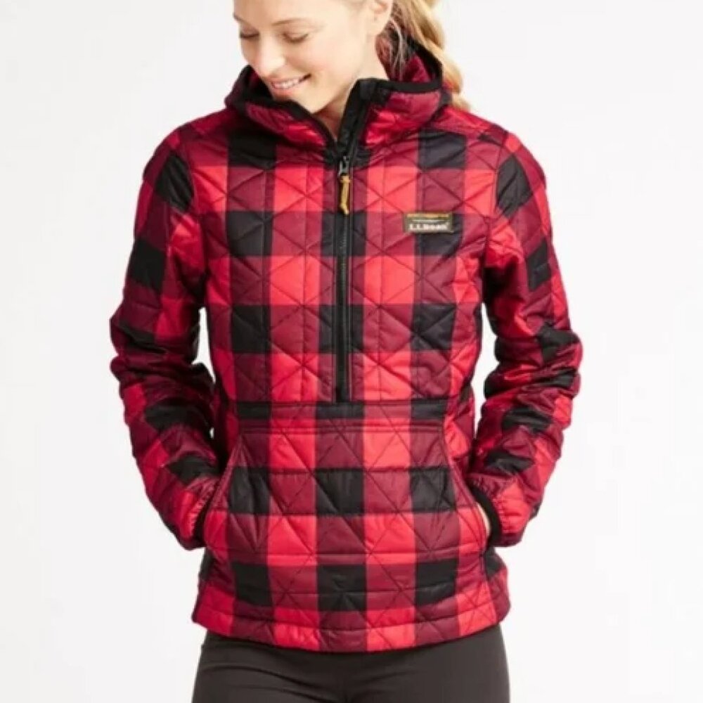 LL Bean Women's Katahdin Insulated Pullover (Buffalo Plaid)